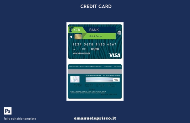 modello di carta visto KCB Bank del Sud Sudan in stile verificato